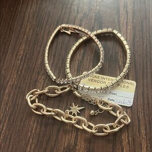 Gold and Silver Bracelet Set two stretch the other is 7 w extender